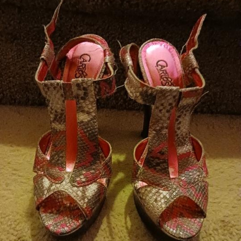 😍Carlos Santana women's snake skin print sandals 4 inch heel😍